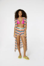 Carica l'immagine nel visualizzatore di Gallery, Model Front: Blueman Caftano / Copricostume Blusa Kimono Listras