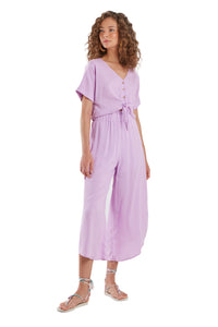 Model Front: Blueman Top Da Spiaggia Blusa Laco Botoes Liso Roxo