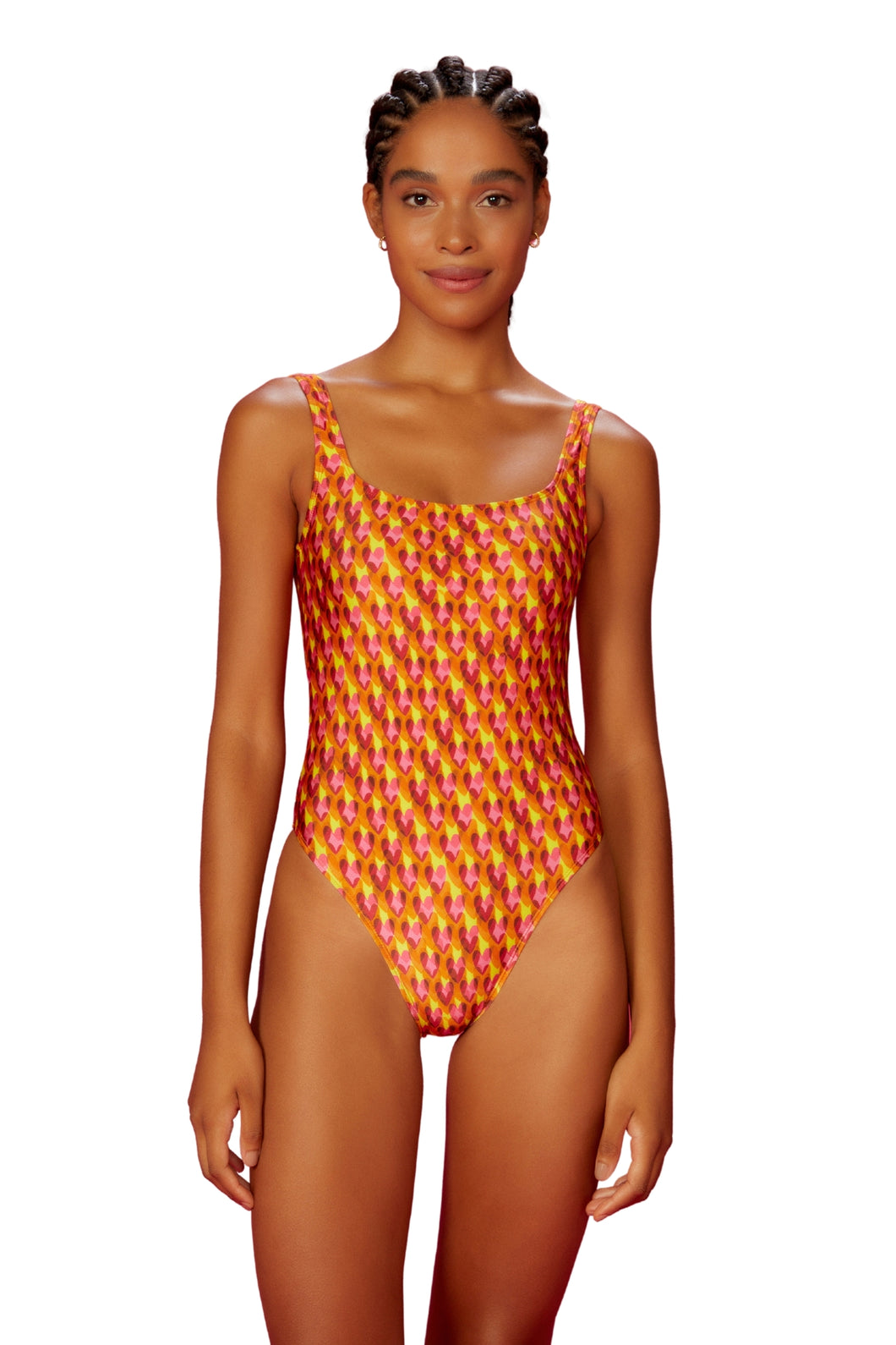 Model Front: Blueman Intero Maio Camiseta-Quadrado Ai-Meu-Coracao