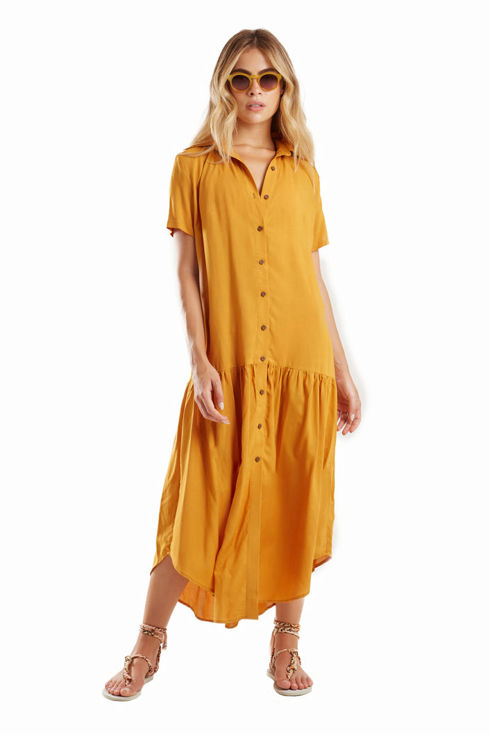 Model Front: Blueman Vestito Da Spiaggia Vestido Chemise Eva Liso Marrom