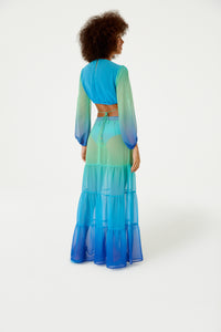 Model Back: Blueman Vestito Da Spiaggia Vestido Longo Resort Degrade Sky Barrado