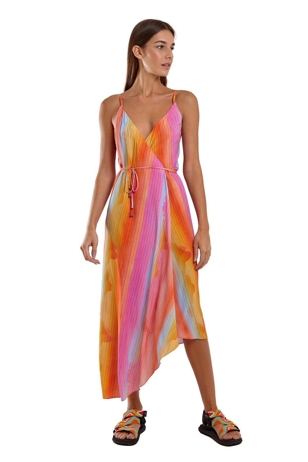 Model Front: Blueman Vestito Da Spiaggia Vestido Mid Lenco Sunset