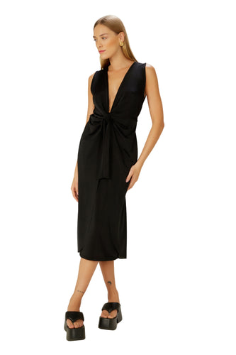 Model Front: Blueman Vestito Da Spiaggia Vestido Saia Sobreposta Preto
