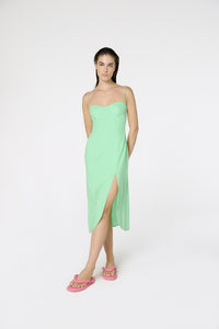 Vestido Fenda Liso Color